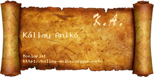 Kállay Anikó névjegykártya